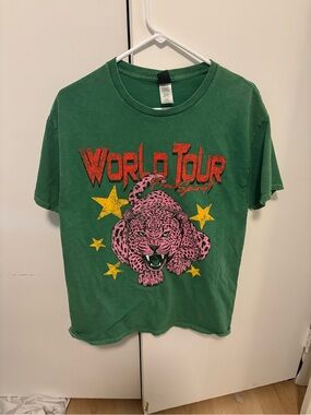 Sweet Claire Green Tee with Pink Leopard and Yellow Stars
